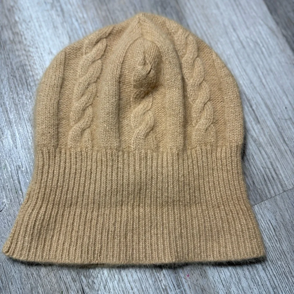 Angora Rabbit Hair And LambsWool Cable Knit Hat